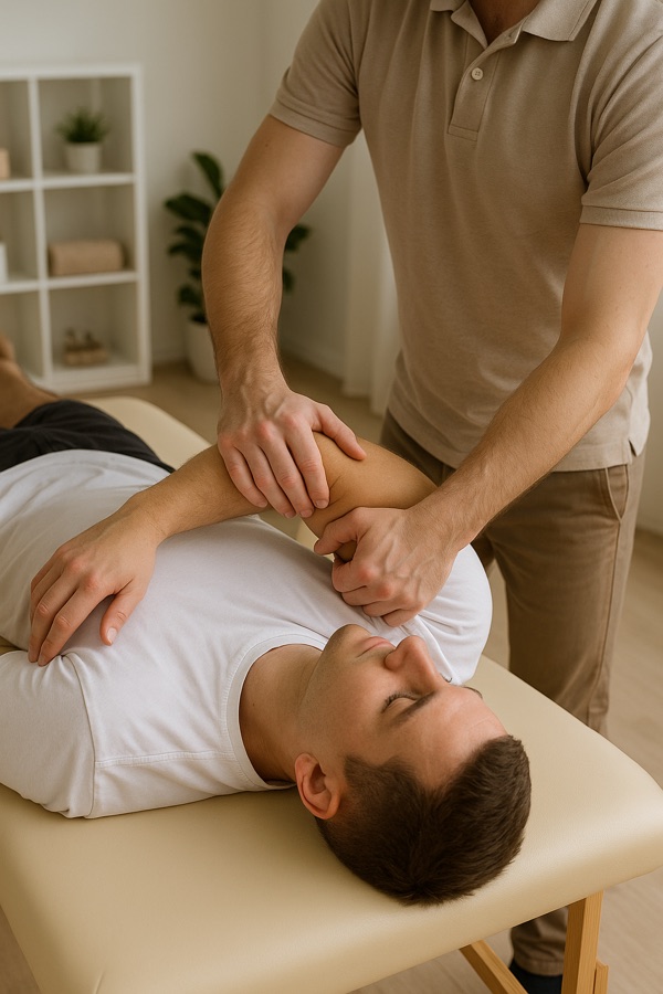 Terapeut pri manuálnom ošetrení pacienta v MŠ Therapy